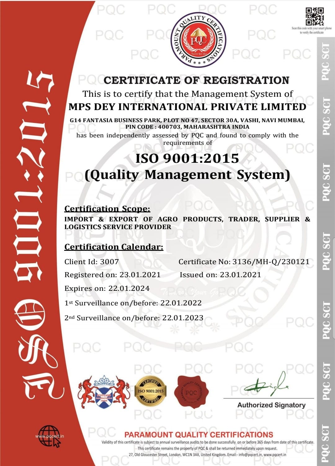 Registration & Certification - MPS DEY INTERNATIONAL PVT LTD